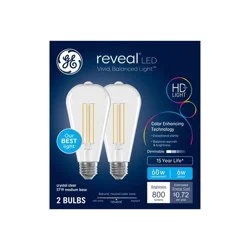 GE Household Lighting GE 2pk 60W Reveal ST19 LED Edison Style Light Bulbs