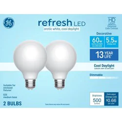 GE Household Lighting GE 2pk 60W G25 LED Globe Light Bulbs Cool Daylight
