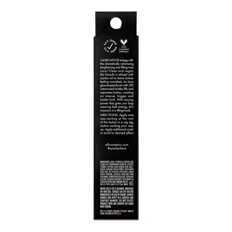 slide 8 of 8, e.l.f. Big Mood Mega Volume & Lifting Mascara - Pitch Black - 0.36 fl oz, 0.36 fl oz