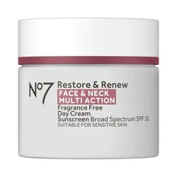 No7 Restore & Renew Face & Neck Multi Action Fragrance Free Day Cream with SPF 30 - 1.69 fl oz: Contains Peptides, Vitamin C, Ceramides