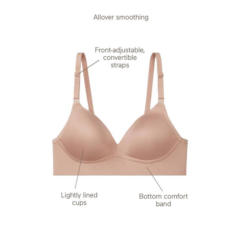 slide 6 of 6, Simply Perfect By Warner's Women's Longline Convertible Wirefree Bra - Mauve 38C: Medium Support, Lightly Lined, 1 ct