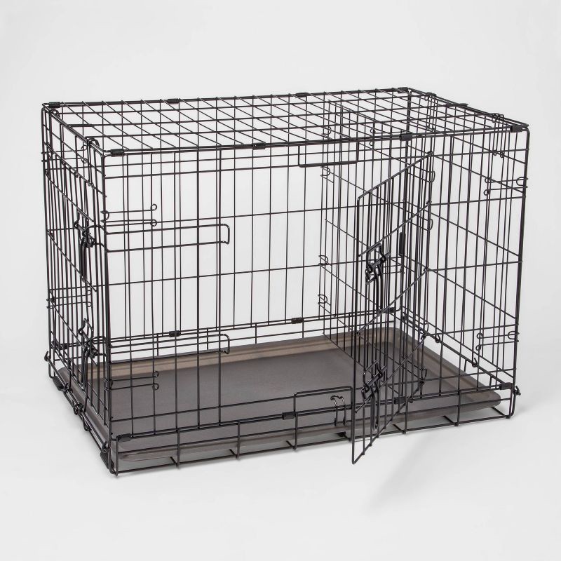 slide 2 of 5, Wire Collapsible Dog Crate - L - Black - Boots & Barkley™, 1 ct