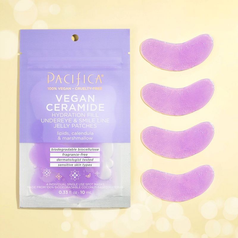 slide 4 of 4, Pacifica Vegan Ceramide Hydration Fill Undereye & Smile Line Jelly Patches - 0.33 fl oz/4ct, 0.33 fl oz, 4 ct