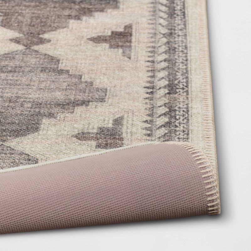 slide 4 of 4, 2'x7' Washable Runner Cromwell Printed Persian Style Rug Tan - Threshold™, 1 ct