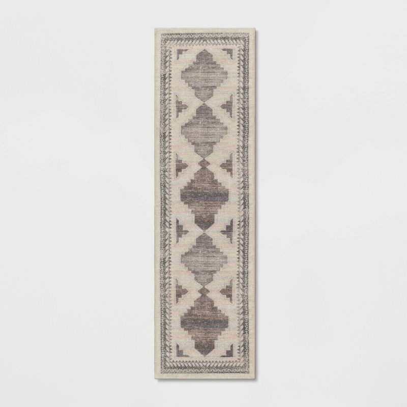 slide 1 of 4, 2'x7' Washable Runner Cromwell Printed Persian Style Rug Tan - Threshold™, 1 ct