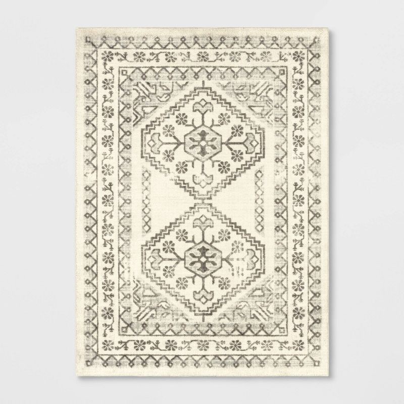 slide 1 of 4, 4'x5'5" Washable Kensington Persian Style Rug Cream - Threshold™, 1 ct