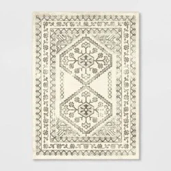 4'x5'5" Washable Kensington Persian Style Rug Cream - Threshold™: Traditional Vintage, Medium Pile, Tufted, Indoor Use