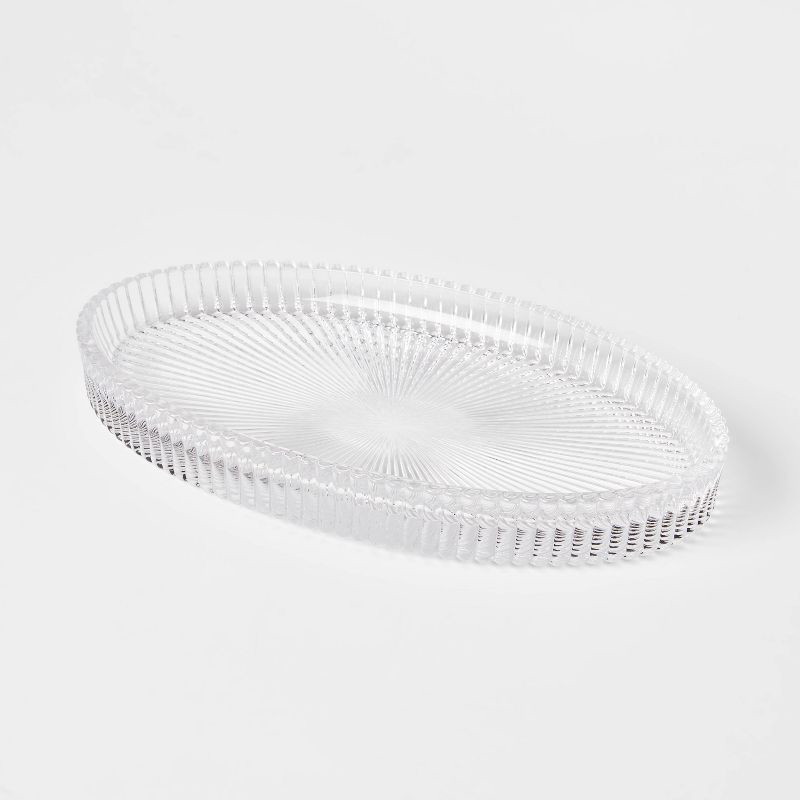 slide 4 of 4, Ribbed Glass Vanity Tray Clear - Threshold™, 1 ct