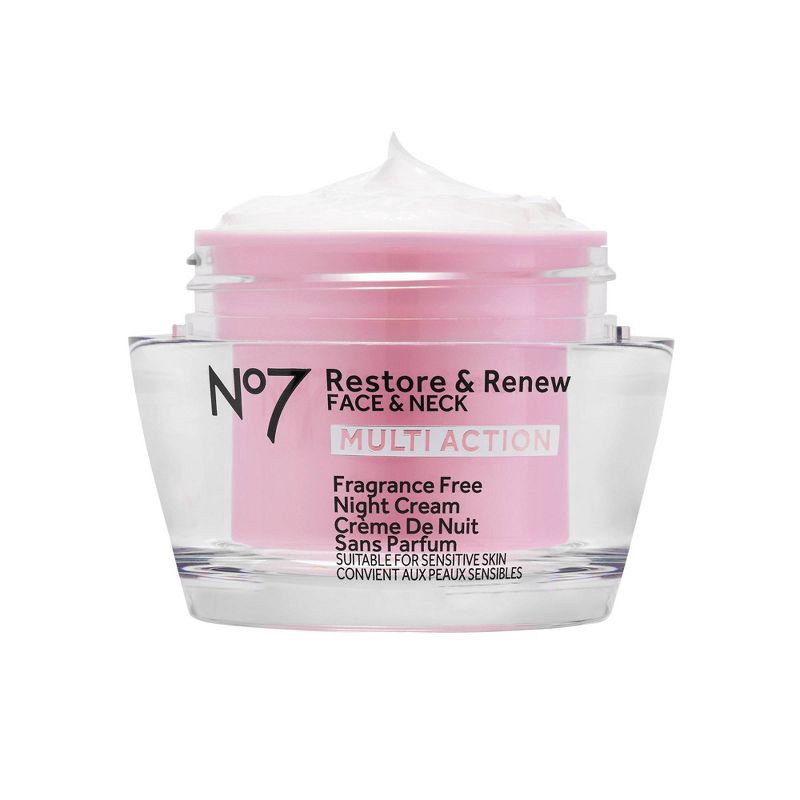 slide 5 of 7, No7 Restore & Renew Face & Neck Multi Action Fragrance Free Night Cream - 1.69 fl oz, 1.69 fl oz