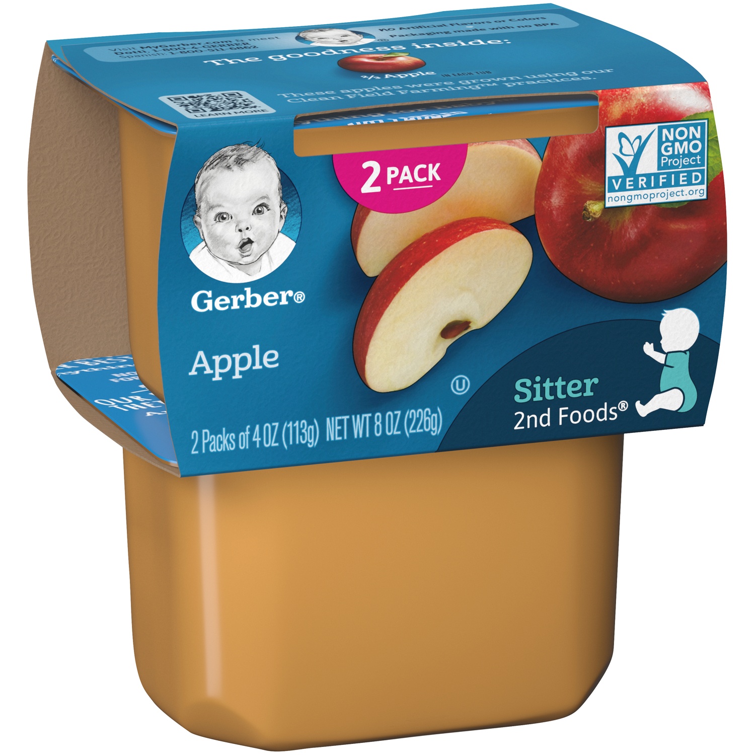 slide 3 of 8, Gerber 2nd NatureSelect Apple Baby Food, 2 ct; 4 oz