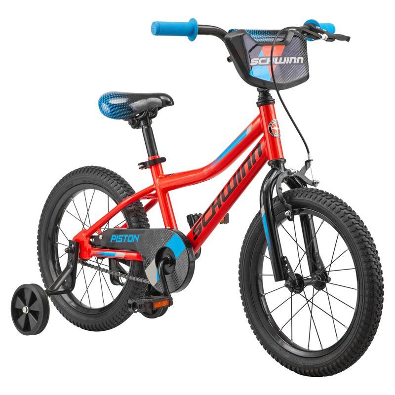 slide 3 of 16, Schwinn Piston 16" Kids' Bike - Black/Blue/Red, 1 ct