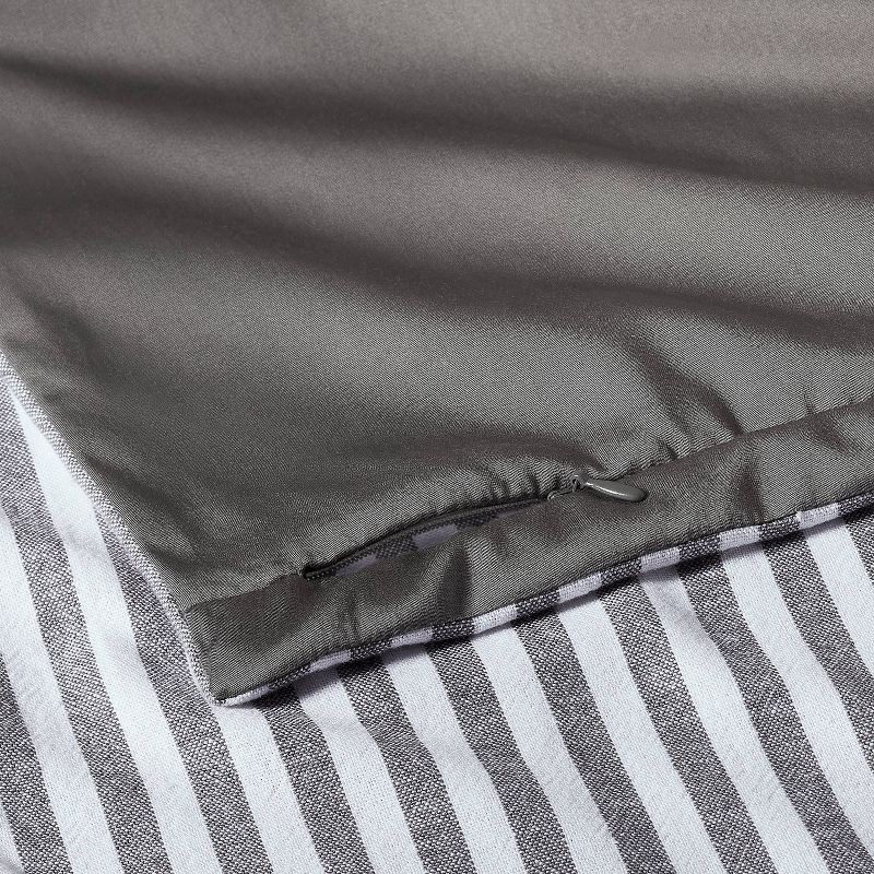 slide 6 of 8, Full/Queen Heavyweight Linen Blend Stripe Comforter & Sham Set Dark Gray - Casaluna™: Woven Rayon, OEKO-TEX Certified, 1 ct