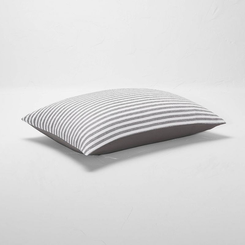 slide 8 of 8, Full/Queen Heavyweight Linen Blend Stripe Comforter & Sham Set Dark Gray - Casaluna™: Woven Rayon, OEKO-TEX Certified, 1 ct