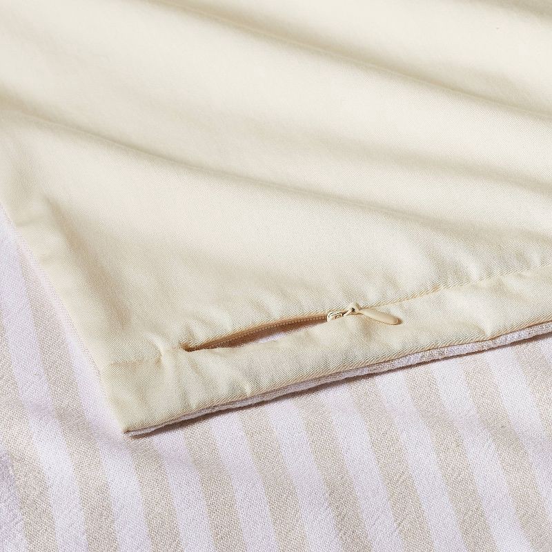 slide 6 of 8, Full/Queen Heavyweight Linen Blend Stripe Comforter & Sham Set Natural - Casaluna™: Woven Rayon, Year-Round Use, 1 ct