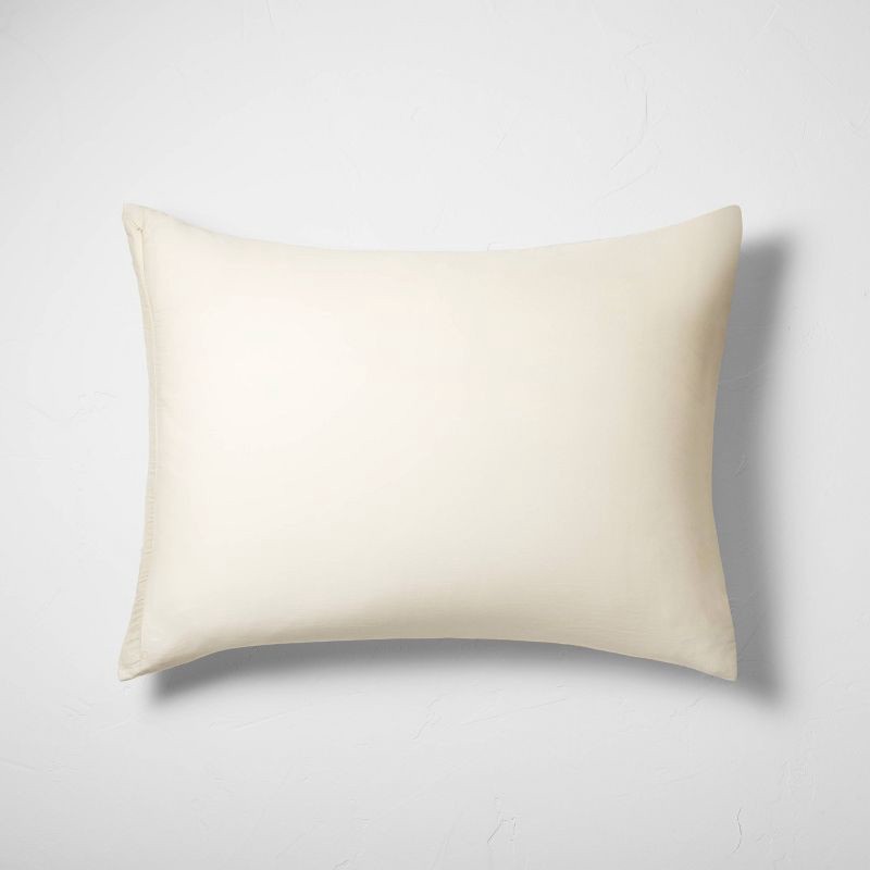 slide 7 of 8, Full/Queen Heavyweight Linen Blend Stripe Comforter & Sham Set Natural - Casaluna™: Woven Rayon, Year-Round Use, 1 ct