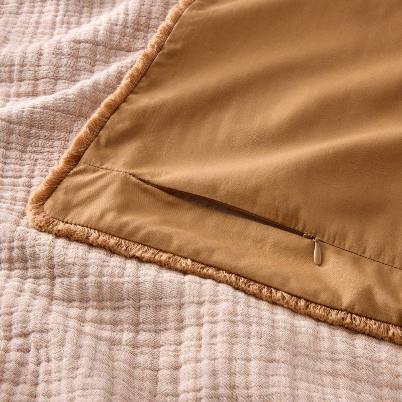 slide 5 of 8, Full/Queen Textured Chambray Comforter & Sham Set Warm Brown - Casaluna™: OEKO-TEX Certified, 250 Thread Count, 1 ct