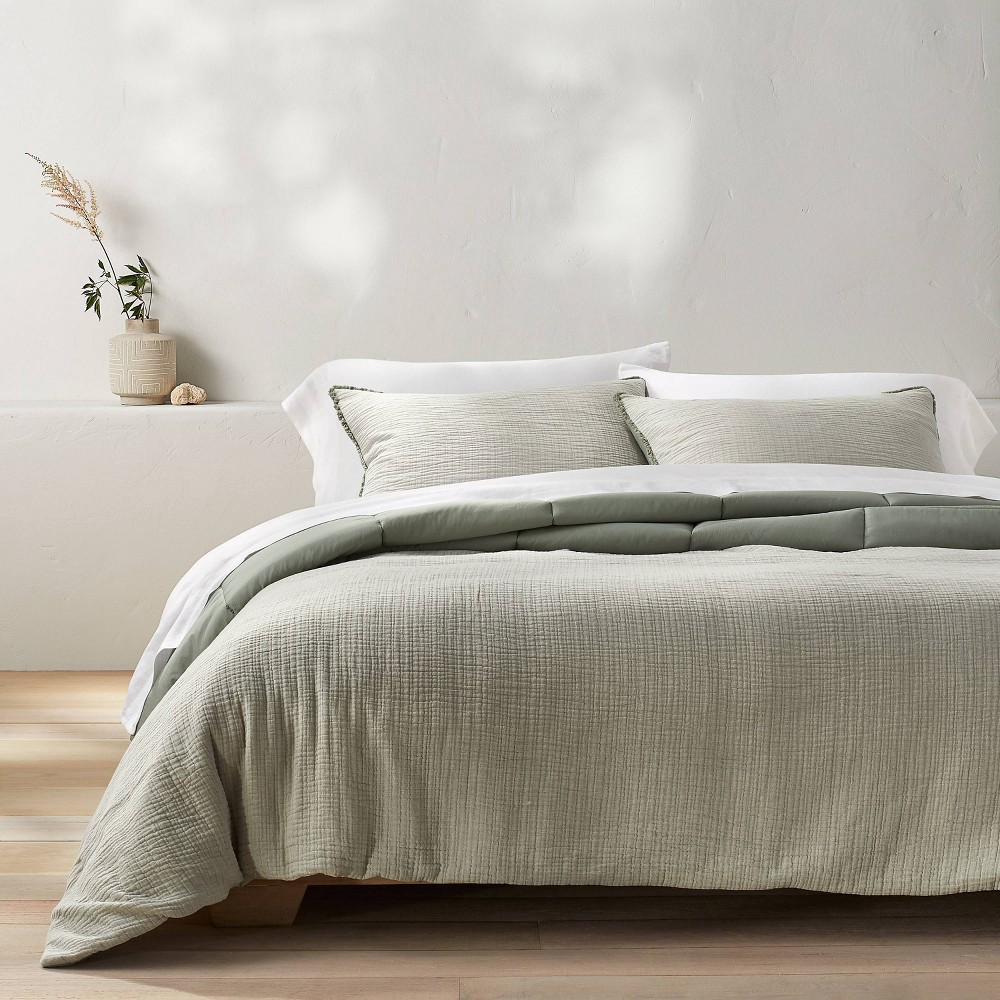 Store Casaluna King Linen Sheet Set - Sage