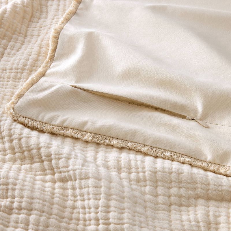 slide 5 of 8, King Textured Chambray Comforter & Sham Set Natural - Casaluna™: OEKO-TEX Certified, 250 Thread Count, Zipper Closure, 1 ct