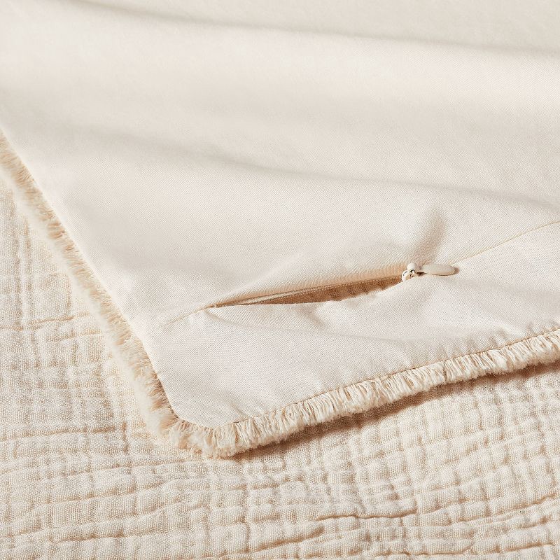 slide 6 of 8, King Textured Chambray Cotton Comforter & Sham Set Natural - Casaluna™: OEKO-TEX Certified, 250 Thread Count, Zipper Closure, 1 ct