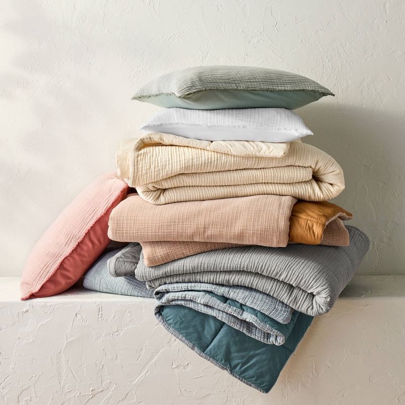 slide 7 of 8, King Textured Chambray Comforter & Sham Set Natural - Casaluna™: OEKO-TEX Certified, 250 Thread Count, Zipper Closure, 1 ct