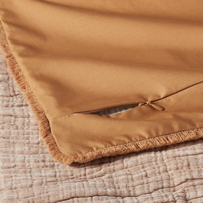 slide 6 of 8, King Textured Chambray Cotton Comforter & Sham Set Warm Brown - Casaluna™: OEKO-TEX Certified, Zipper Closure, 250 Thread Count, 1 ct