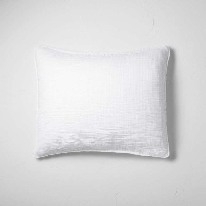 slide 5 of 8, King Textured Chambray Cotton Comforter & Sham Set White - Casaluna™: OEKO-TEX Certified, 250 Thread Count, 1 ct