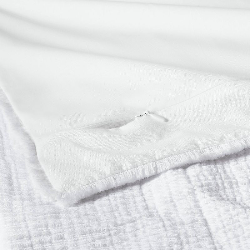 slide 6 of 8, King Textured Chambray Cotton Comforter & Sham Set White - Casaluna™: OEKO-TEX Certified, 250 Thread Count, 1 ct