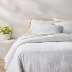 King Textured Chambray Comforter & Sham Set White - Casaluna™: OEKO-TEX Certified, 250 Thread Count