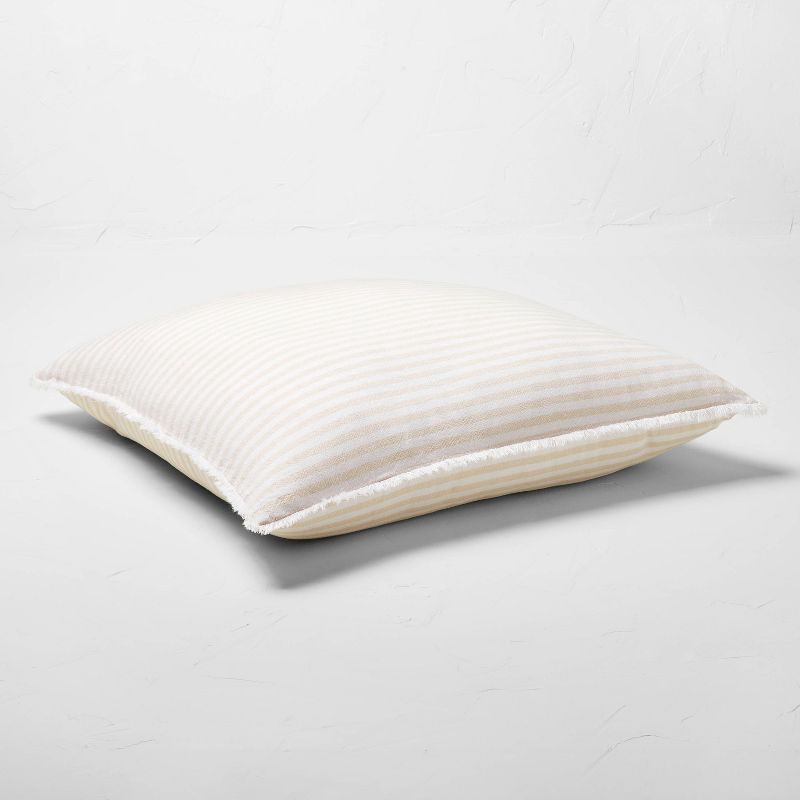 slide 3 of 4, Euro 26''x26'' Heavyweight Linen Blend Stripe Throw Pillow Natural - Casaluna™, 1 ct