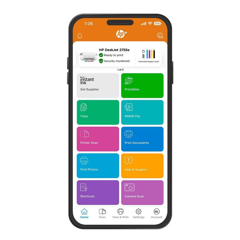 slide 5 of 10, HP Inc. HP DeskJet 2755e Wireless All-In-One Color Printer, Scanner, Copier with Instant Ink and HP+ (26K67), 1 ct