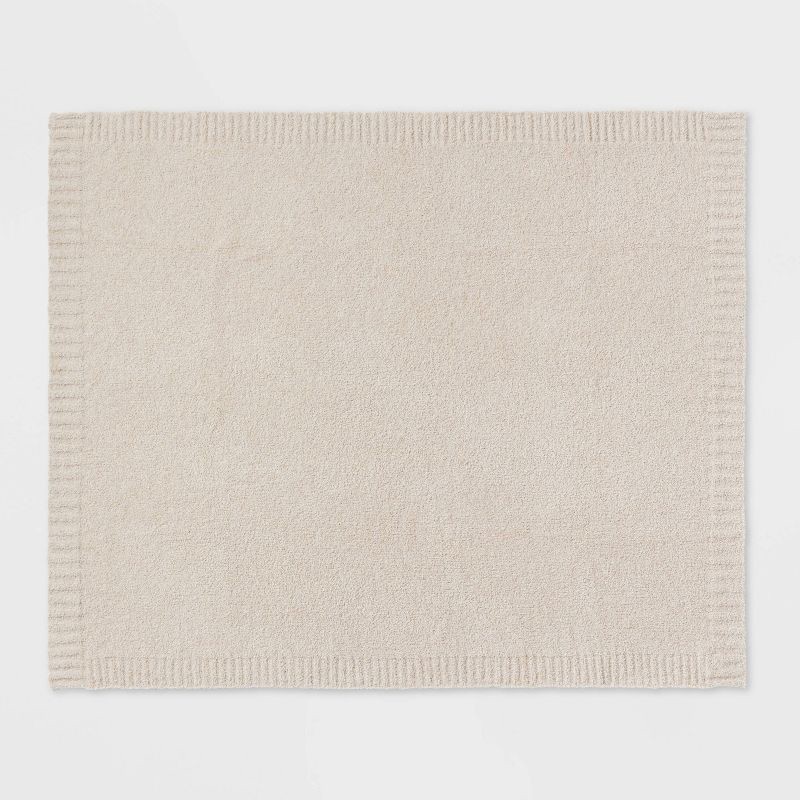 slide 3 of 5, Cozy Knit Throw Blanket Neutral - Threshold™: Sensory Friendly, Midweight, Woven Polyester & Nylon, 50x60", 1 ct