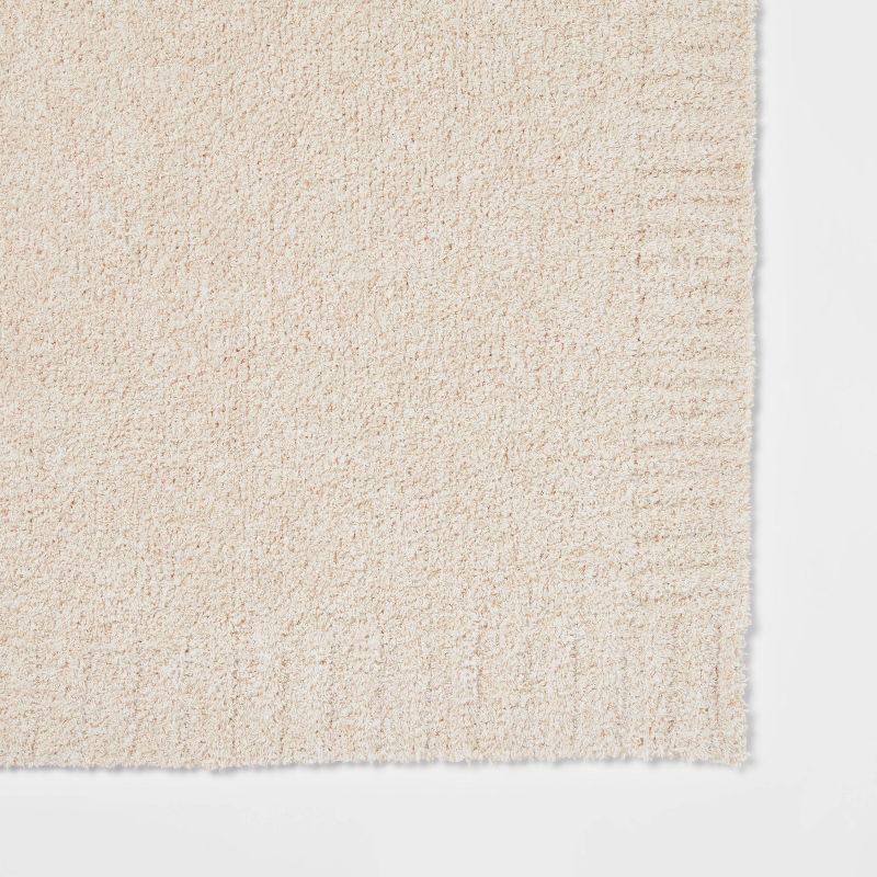 slide 5 of 5, Cozy Knit Throw Blanket Neutral - Threshold™: Sensory Friendly, Midweight, Woven Polyester & Nylon, 50x60", 1 ct