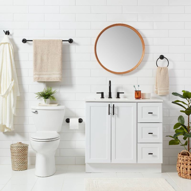 slide 2 of 3, 4pc Casual Bath Hardware Set Black - Threshold™: Zinc & Stainless Steel, Includes Toilet Tissue Holder & Robe Hook, 4 ct