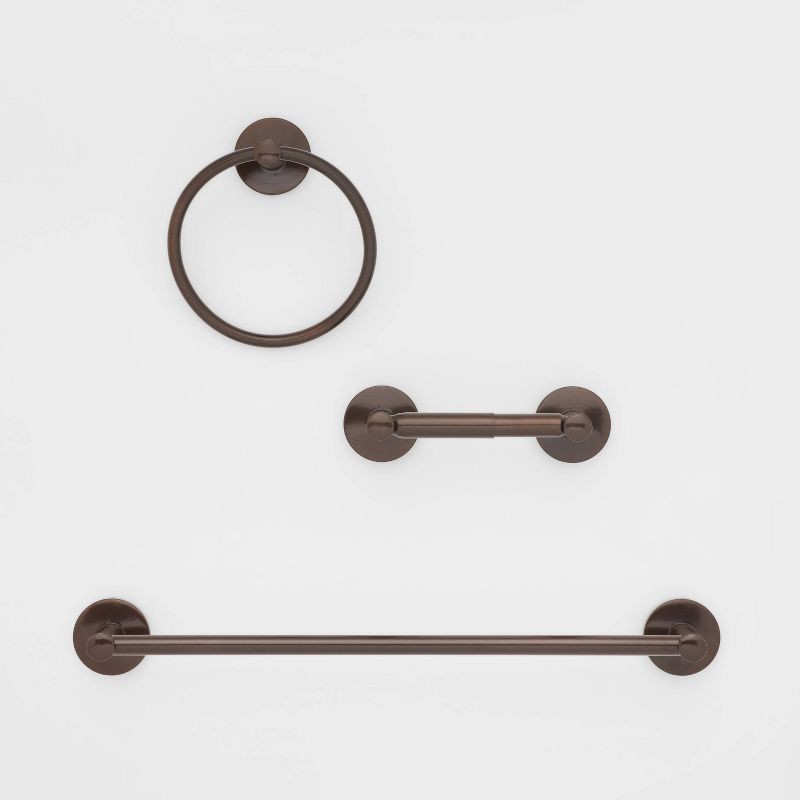 slide 1 of 3, 3pc Bath Hardware Set Oil Rubbed Bronze - Threshold™: Includes Towel Ring, Tissue Holder, 3 ct