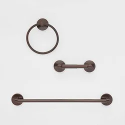 3pc Bath Hardware Set Oil Rubbed Bronze - Threshold™: Includes Towel Ring, Tissue Holder