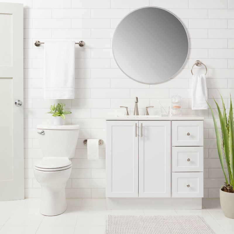 slide 2 of 3, 3pc Bath Hardware Set Brushed Nickel - Threshold™: Includes Towel Ring, Tissue Holder, Metal Finish, 3 ct