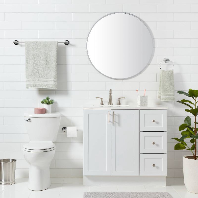 slide 2 of 3, 3pc Clean Bath Hardware Set Chrome - Threshold™: Includes Towel Ring, Tissue Holder, Durable Finish, 3 ct