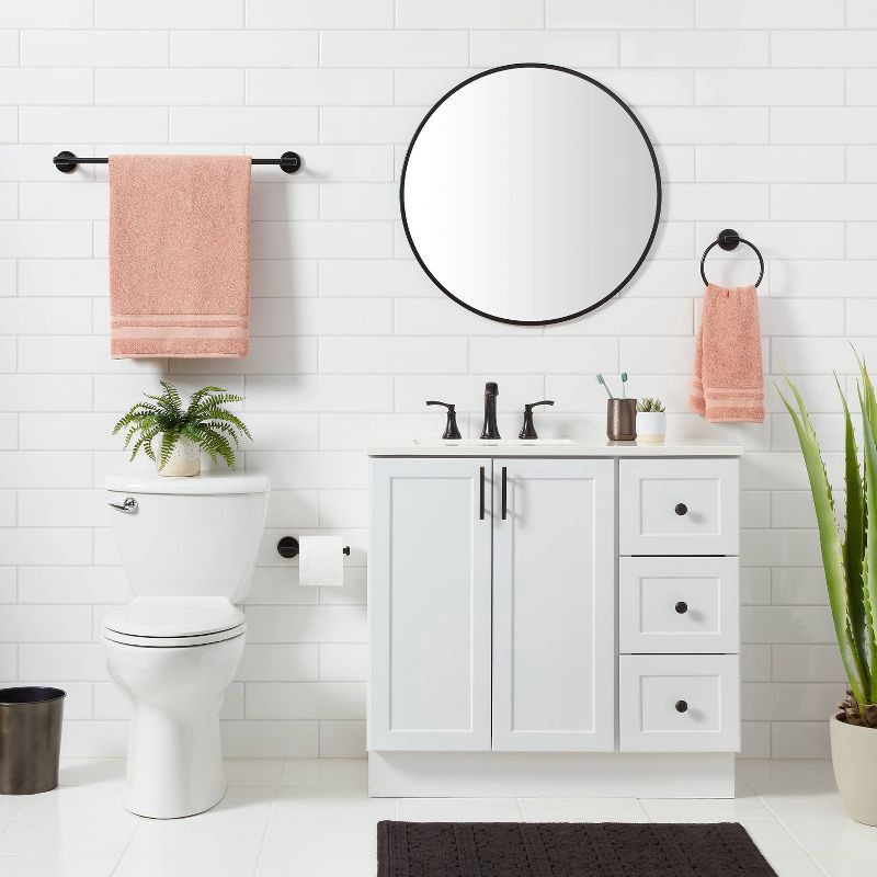 slide 2 of 3, 3pc Clean Bath Hardware Set Oil Rubbed Bronze - Threshold™: Zinc & Stainless Steel, Toilet Tissue Holder Included, 3 ct