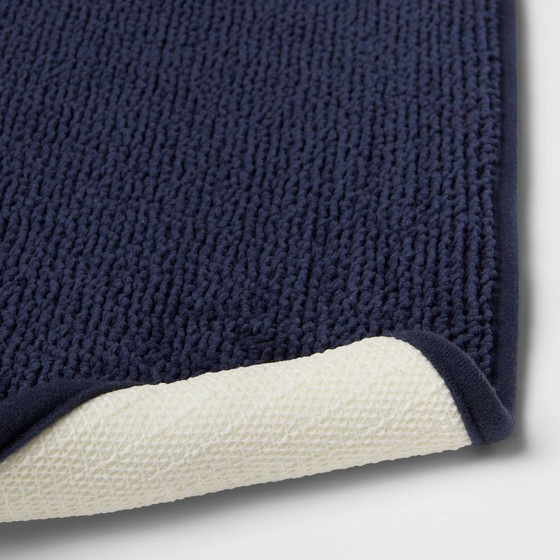 slide 4 of 4, 20"x34" Fine Chenille Memory Foam Bath Rug Navy - Threshold™, 1 ct