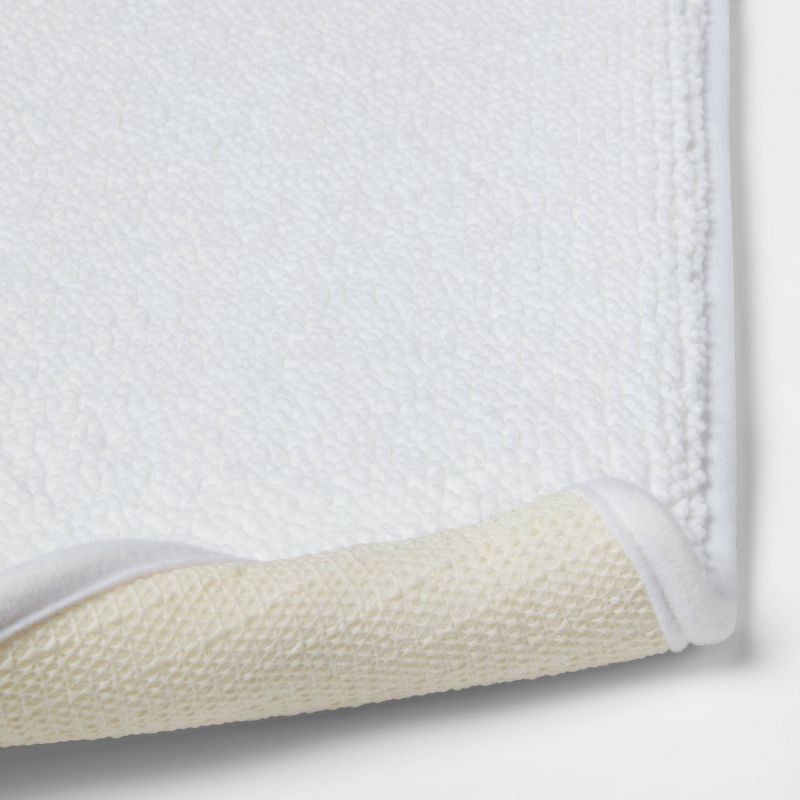 slide 4 of 4, 20"x34" Fine Chenille Memory Foam Bath Rug White - Threshold™: Luxurious, Soft, Knitted, Machine Washable, Non-Slip Backing, 1 ct