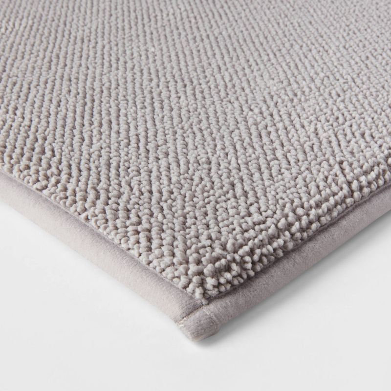slide 3 of 4, 20"x34" Fine Chenille Memory Foam Bath Rug Light Gray - Threshold™: Knitted, Machine Washable, OEKO-TEX Certified, 1 ct