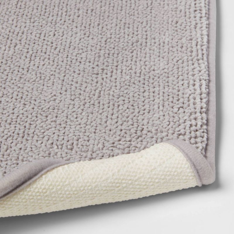 slide 4 of 4, 20"x34" Fine Chenille Memory Foam Bath Rug Light Gray - Threshold™: Knitted, Machine Washable, OEKO-TEX Certified, 1 ct