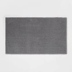 20"x34" Low Chenille Memory Foam Bath Rug Dark Gray - Threshold™: Recycled Polyester, Machine Washable, OEKO-TEX Certified
