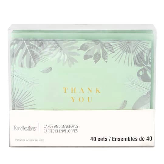 slide 1 of 6, Mint Thank You Flat Cards & Envelopes By Recollections, 4.25" X 5.5", 4.25 in x 5.5 in