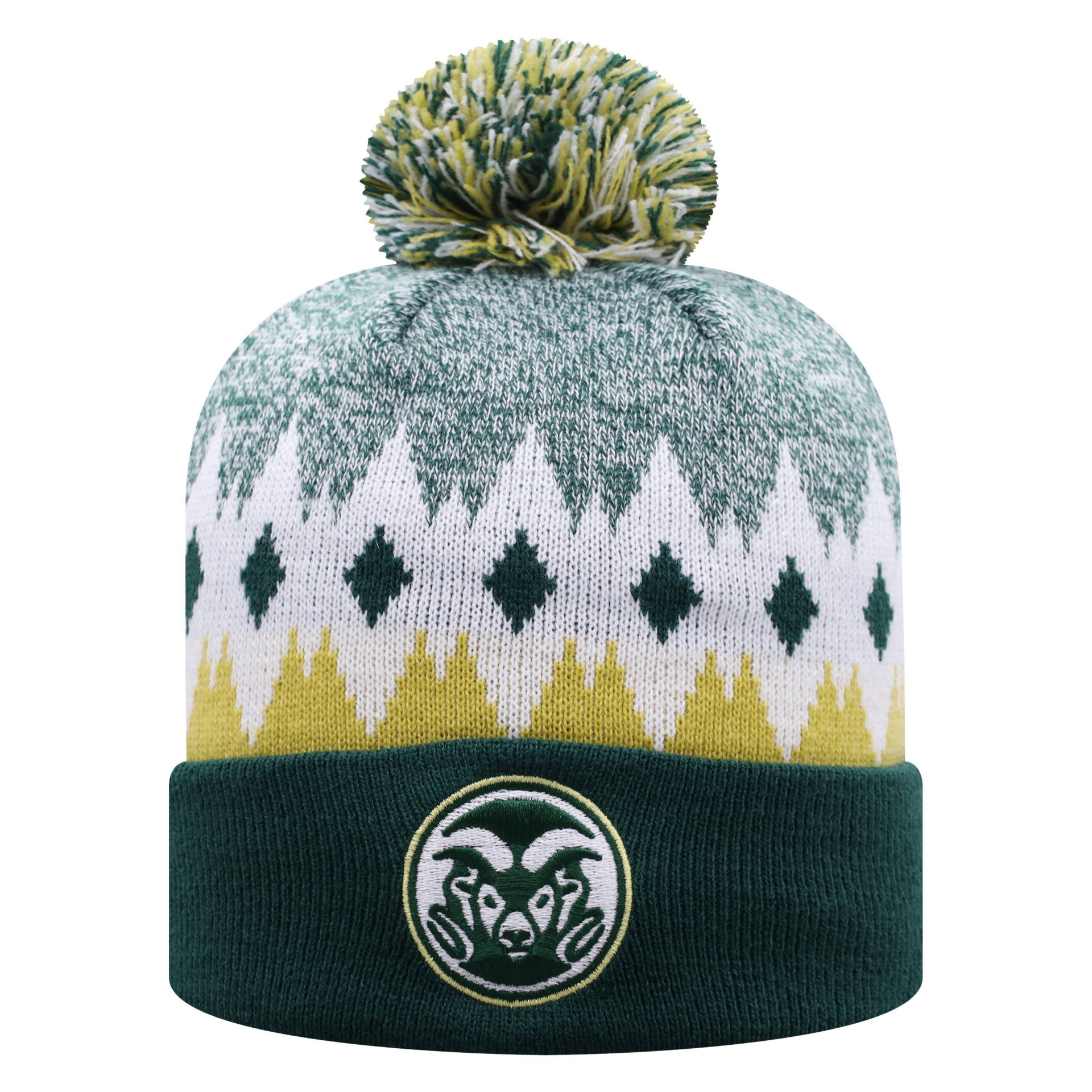 slide 1 of 2, NCAA Colorado State Rams Men's Jagged Knit Cuffed Beanie with Pom, 1 ct