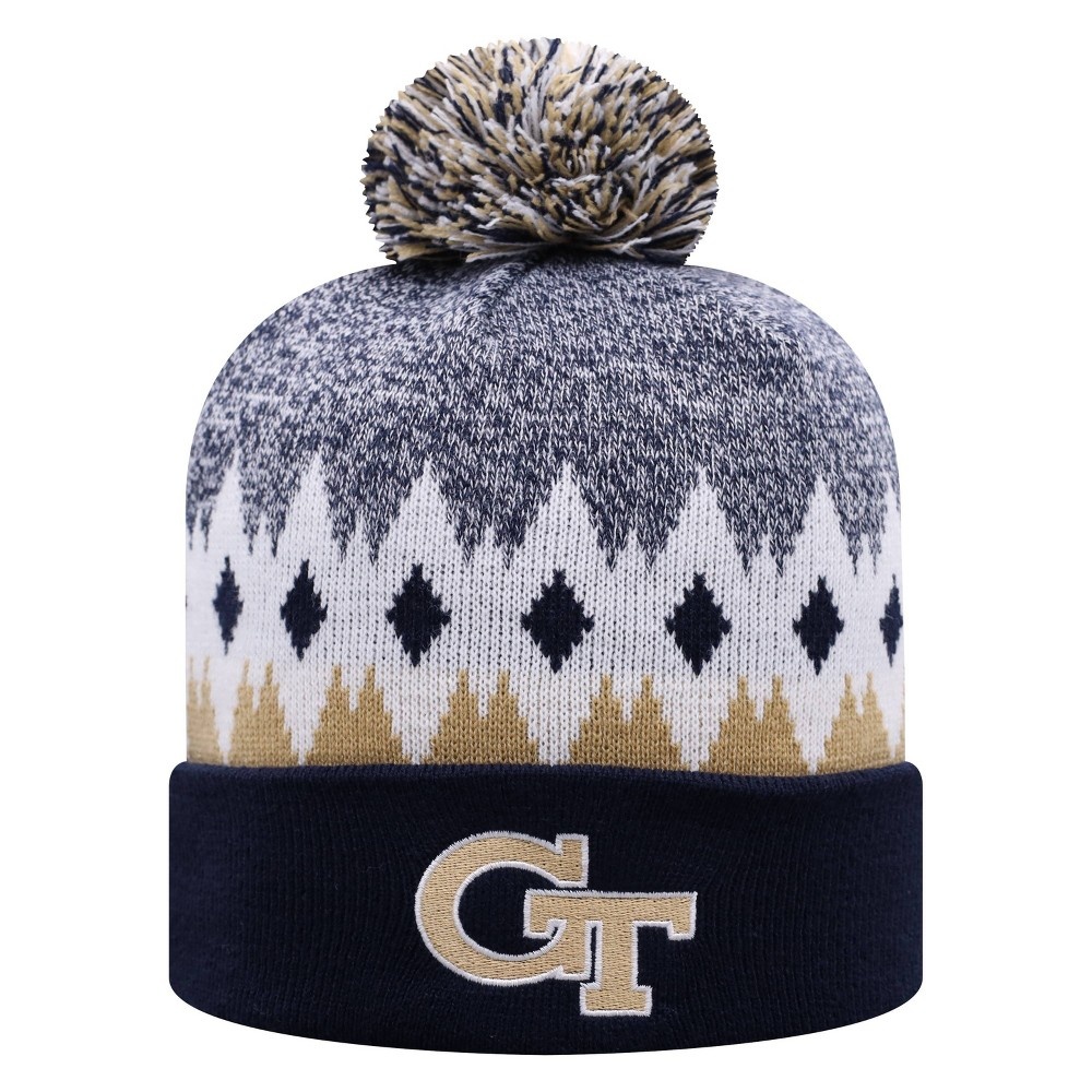slide 2 of 2, NCAA Georgia Tech Yellow Jackets Men's Jagged Knit Cuffed Beanie with Pom, 1 ct