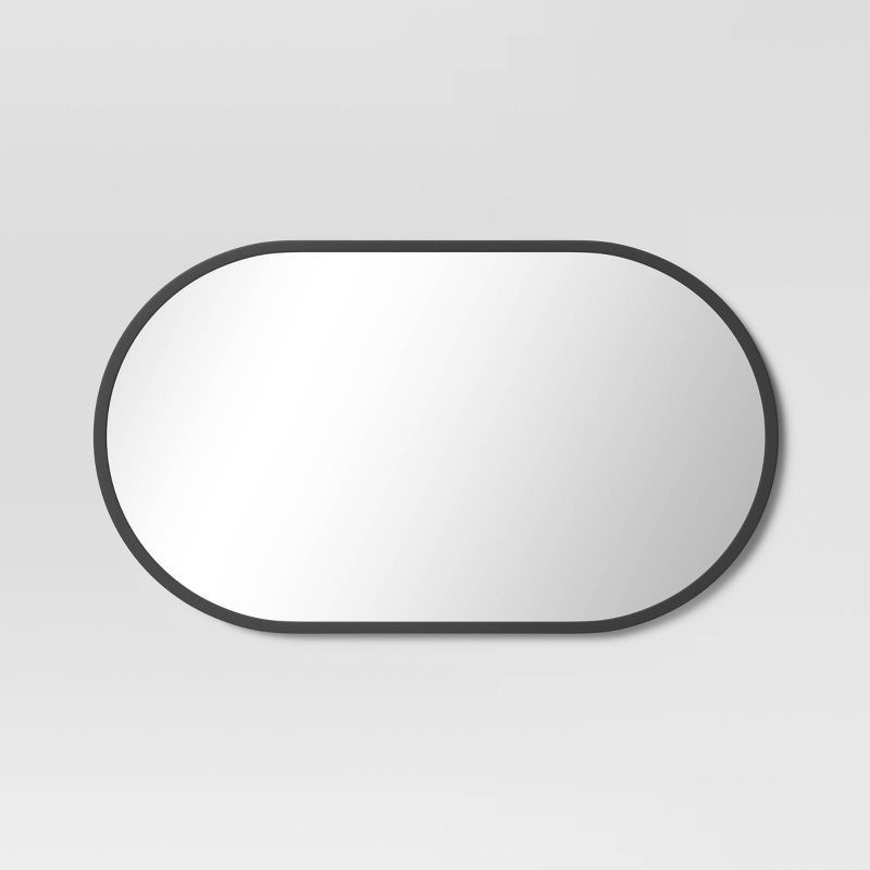 slide 4 of 4, 16" x 28" Metal Oval Pill Mirror Black - Project 62™, 1 ct