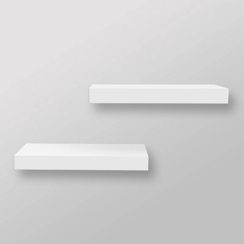 slide 1 of 4, 16" Wood Ledge Wall Shelf 2pk White - Threshold™, 2 ct