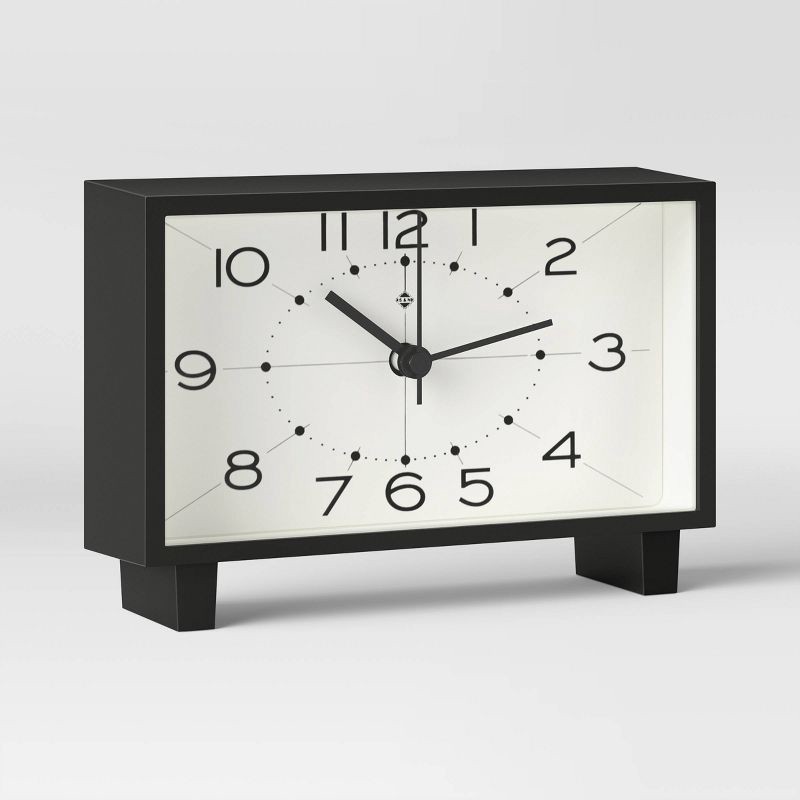 slide 3 of 3, 6" Rectangle Mantel Clock Black - Threshold™, 1 ct