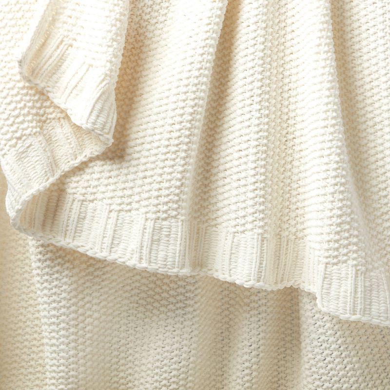 slide 5 of 5, Solid Chenille Knit Throw Blanket Cream - Threshold™, 2.2 lb